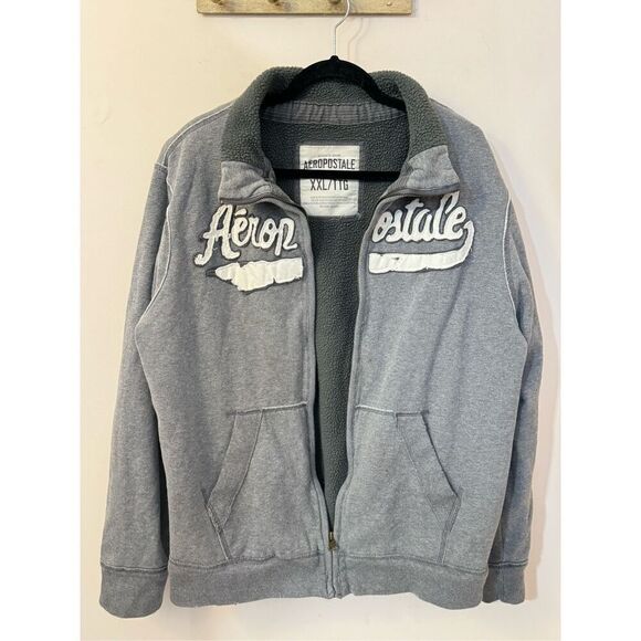 Vintage Y2K Aeropostale Sherpa Lined Heavy Sweatshirt Jacket XXL - Picture 1 of 7